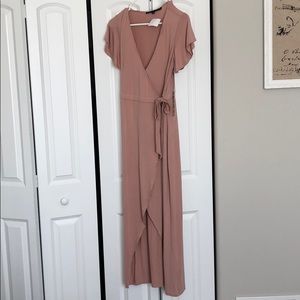 Blush wrap maxi dress